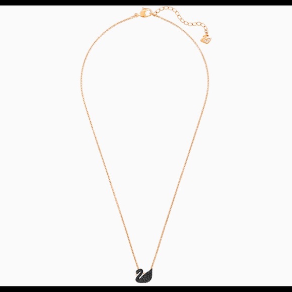 SWAROVSKI SWAN PENDANT, BLACK, ROSEGOLD TONE PLATE - Picture 4 of 4